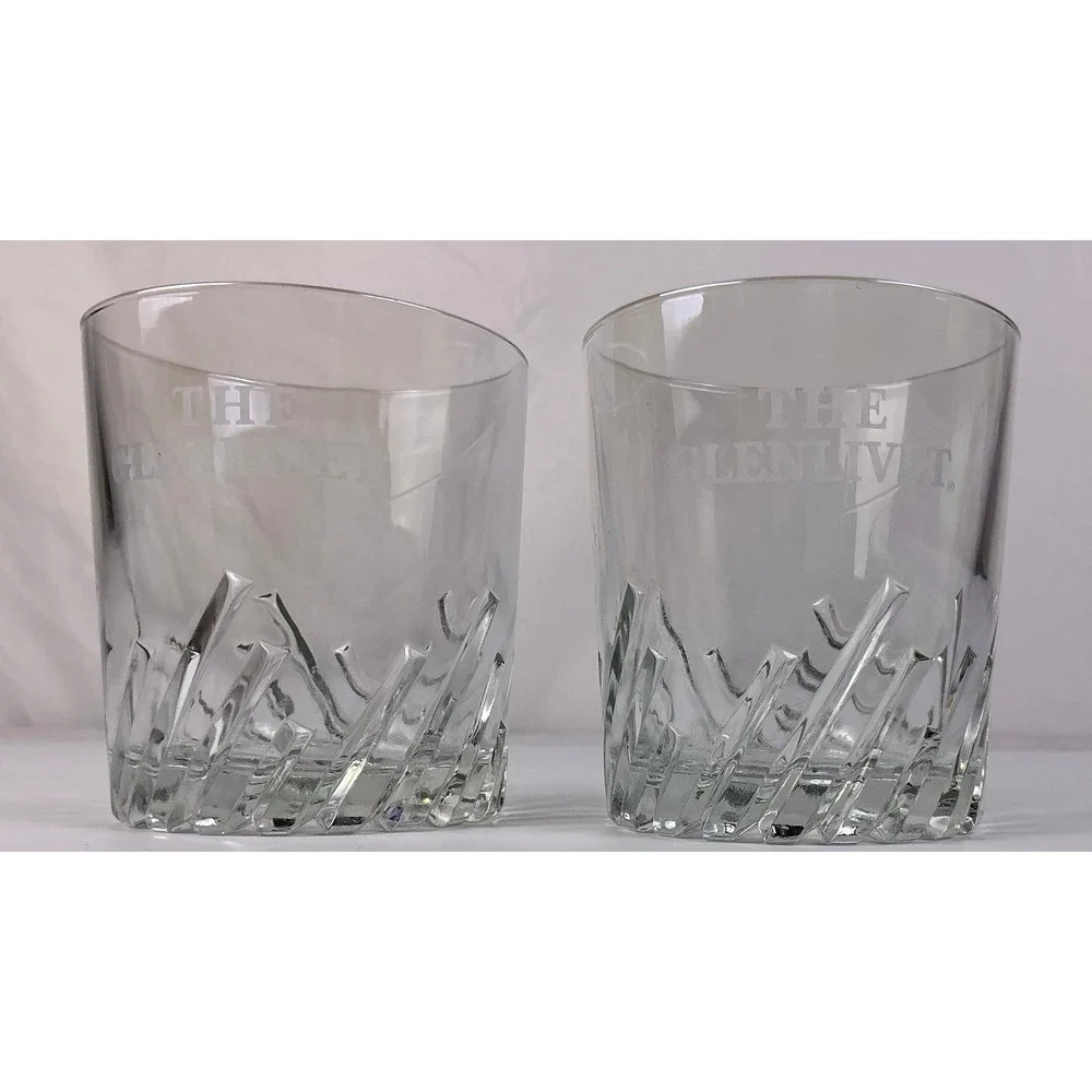 The‎ Glenlivet Whiskey Tumbler Glasses Set of 2 Heavy Base Etched Design